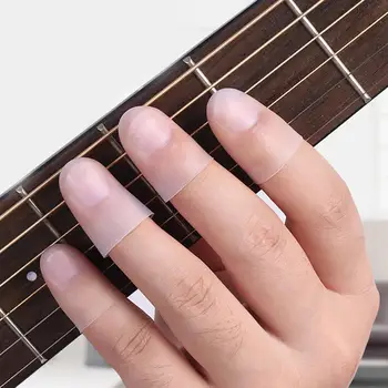 4Pcs ултра-тънка лява ръка китара пръст протектор силиконов пръст охрана капак