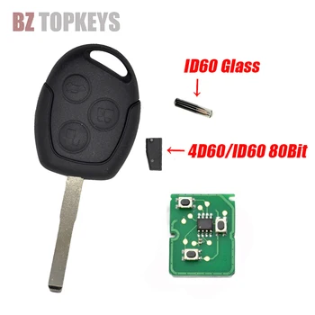 BZTOPKEYS дистанционен ключ за кола HU101 ID60 4D63 чип 315/433Mhz За Ford Focus Mondeo Galaxy Fiesta Fusion C-Max 3button ключодържател