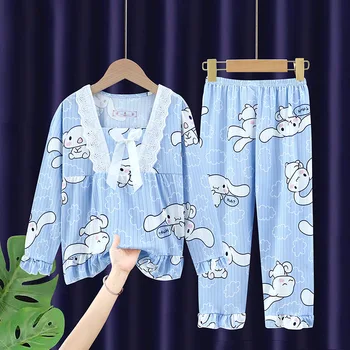 Sanrio Здравейте Кити деца Пижама момичета пролет есен дълъг ръкав тениска панталони спално облекло сладък карикатура момче Начало облекло халати