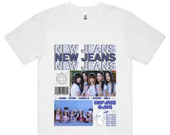 NewJeans KPop корейски нови дънки зайчета OMG стил тениска отпечатани Tee Унисекс