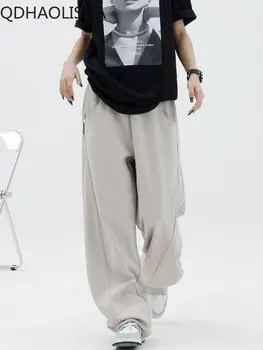 Дамски карго панталони висока талия широк крак еластичност твърди случайни хлабав улично облекло Y2k торбести корейски извънгабаритни панталони корейска мода