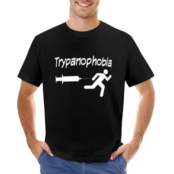 Смешни Трипанофобия стик фигура тичам от игла инжектиране тениска тениска тениски графики Мъжки тениски