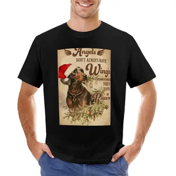 Ангел Коледа Dachshunds вертикална тениска бързосъхнеща риза мъжки дълъг ръкав тениски