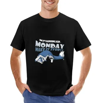 понеделник - Накарай го да спре! (синьо) Тениска черна сюблимна за момче спортни фенове мъжки графични тениски