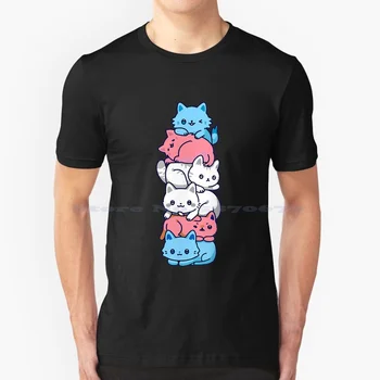 Pride Cat Lgbt Trans Flag Cute Cats Pile Gifts T-Shirt T Shirt 100% Cotton Tee Pride Cat Lgbt Trans Flag Cute Cats Pile