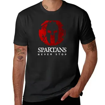 Новите спартанци никога не спират Спартански воини Тениска възвишена тениска Блуза тениски мъж големи и високи тениски за мъже