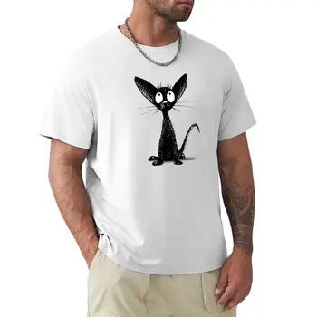 Смешни черни ориенталски котка тениска графики летни дрехи Къс ръкав тениска Мъжки тениски