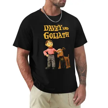 Тениска на Дейви и Голиат черна празна тениска за мъже