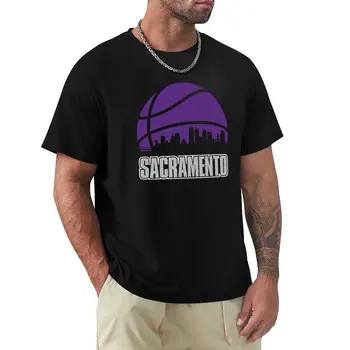 Ретро Кингс Баскетбол Сакраменто Сити Skyline тениска възвишен тениска лято топ обикновен черни тениски мъже