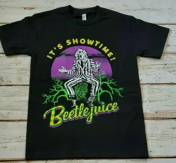 New - Beetlejuice- It Showtime! - Тениска Смешни Реколта подарък Мъже Жени