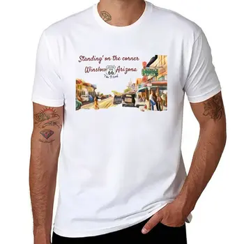 Ново стоене на ъгъла уинслоу аризона реколта тениска къс ръкав тениска аниме тениска мъжка тениска графика