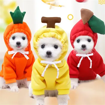 Топло руно зимни дрехи за домашни любимци ябълка банан морков плодове карикатура облекло за малки средни кучета и котки домашни любимци куче аксесоари
