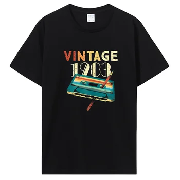 Реколта 1983 Музикална касета Тениска Подаръци за рожден ден Стара тениска Лятна музикална любовница Графичен памук Streetwear Татко тениска Tees