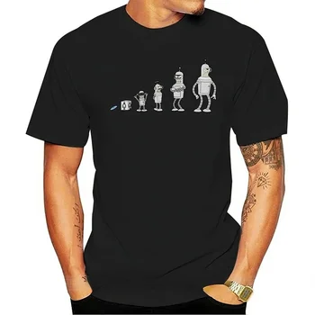 Funny Creative Men Tshirt Bender Evolution Geek Graphic Tshirts Unisex Fashion Casual Tops Kawaii Clothing Retro Robot Print Tee