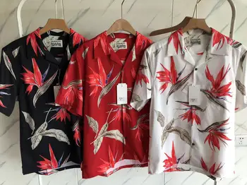 Топ версия 
 Wacko Maria Хавайски ризи Top Loose High Street Full Printed Maple Leaf Print Shirt за мъже жени