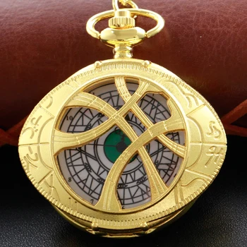 Ново злато странно време скъпоценен камък джобен часовник огърлица Fob верига Steampunk часовник кварц реколта джобен часовник подарък за мъже и жени